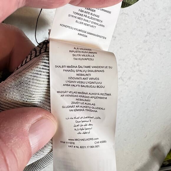 Michael Kors Dress Just Above the Knee Woman's XXL Green White Plaid Long Sleeve - Picture 10 of 14